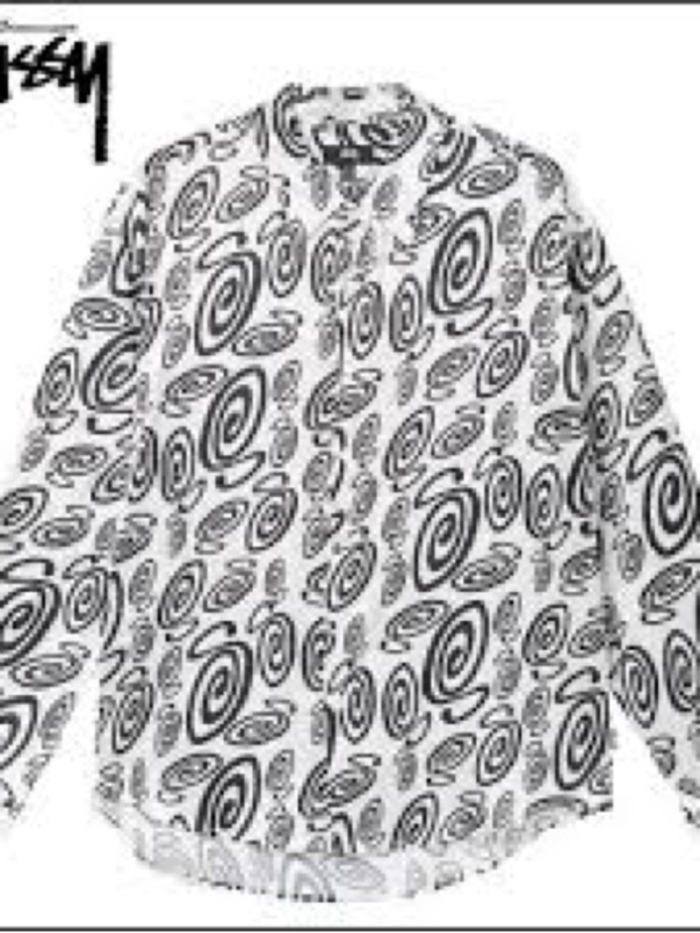 Like New Stüssy Swirly Large Silk Shirt Long-Sleeve Button-Up Retro Streetwear - Picture 2 of 4